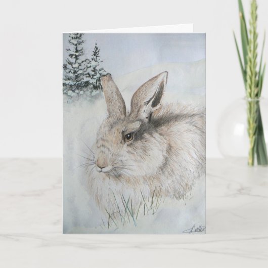 クリスマスカード – 冬のウサギ (正面)