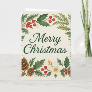 クリスマスカード 冬の花々 モミの枝 カード