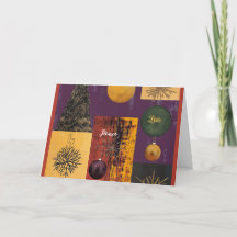 クリスマスカード – 喜び、平和、愛のパッチワーク