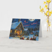 クリスマスカード – 居心地の良いウィンターキャビン カード (黄色い花)