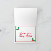 クリスマスカード、帽子をかぶったフェスティブな猫 カード (内部)