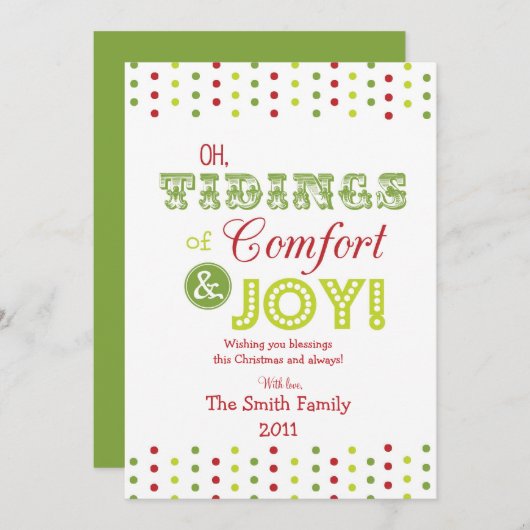 クリスマスカード--"心地よい及び喜び"はデザイン個人化なります シーズンカード (正面/裏面)