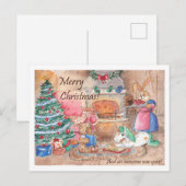 クリスマスカード 暖炉の家族 ファンタジー シーズンポストカード (正面/裏面)