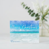 クリスマスカード | 熱帯のターコイズブルー フロリダビーチ シーズンポストカード (スタンド正面)