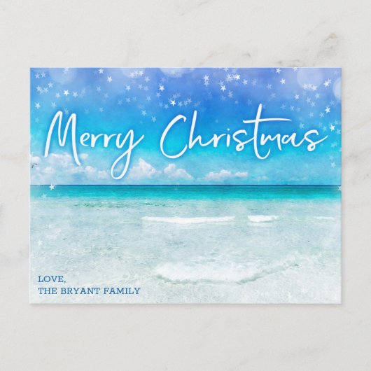 クリスマスカード | 熱帯のターコイズブルー フロリダビーチ シーズンポストカード (正面)