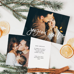 クリスマスカード 現代フランス語 二枚の写真