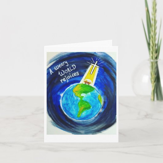 クリスマスカード – 疲れた世界が喜ぶ サンキューカード (正面)
