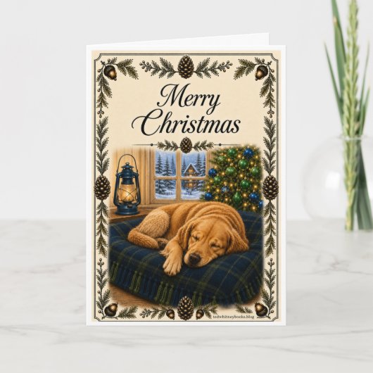 クリスマスカード - 眠る犬 (正面)