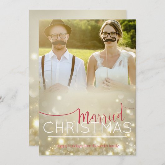 クリスマスカード: 結婚したなクリスマス-カスタムな写真 シーズンカード (正面/裏面)