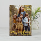 クリスマスカード 縦写真を飾って 箔シーズンカード (立ち正面)