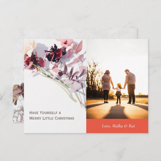 クリスマスカード – 美しいバラと家族 シーズンポストカード (正面/裏面)