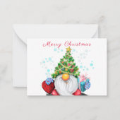 クリスマスカード 贈り物と小人の妖精 ノートカード (正面)