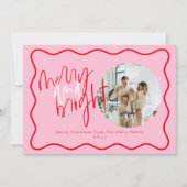 クリスマスカード |赤とピンクのホリデーカード 招待状 (正面)