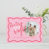 クリスマスカード |赤とピンクのホリデーカード 招待状 (スタンド正面)