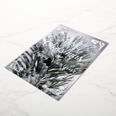 クリスマスカード、銀の中の松の葉詩 箔シーズンカード (回転した状態)