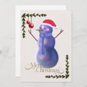 クリスマスカード(雪だるまとフェスティバル飾り) シーズンカード (正面/裏面)