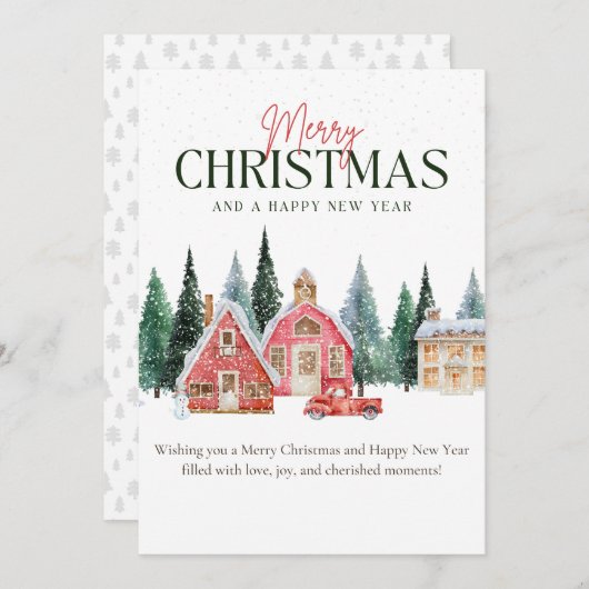 クリスマスカード – 雪と木 (正面/裏面)