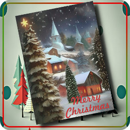 クリスマスカード - 雪に覆われたクリスマスの村 カード