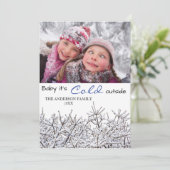 クリスマスカード - 雪の木の枝の写真 (スタンド正面)