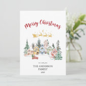 クリスマスカード｜雪の降る冬の家情景 シーズンカード (スタンド正面)