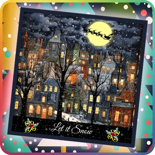 クリスマスカード – 雪を入れる – 両面フラットカード カード