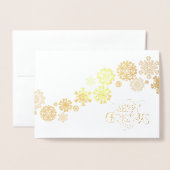 クリスマスカード – 雪片 箔カード (封筒付き正面)