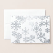 クリスマスカード – 雪片 箔カード (封筒付き正面)