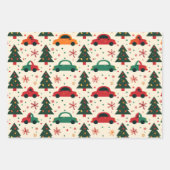 クリスマスカーパターン ラッピングペーパーシート (正面)