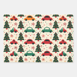 クリスマスカーパターン ラッピングペーパーシート