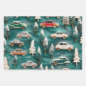 クリスマスカーパターン ラッピングペーパーシート (正面2)