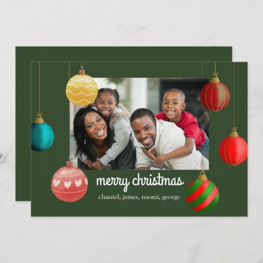 クリスマスカーパーソナライズされたド写真オーナメントスタイル シーズンカード (正面/裏面)
