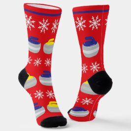 クリスマスカーリング石と雪片アイススポーツ ソックス
