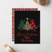 クリスマスカー予測できなド、アニマルプリント、黒い赤 ノートカード (正面/裏面インサイチュ)
