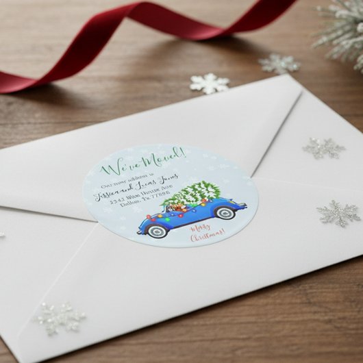 クリスマスカー引越しアナウンスの移動 ラウンドシール