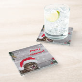 クリスマスガラスのコースター、ヒスマスを望メリーむ ガラスコースター (アングル)