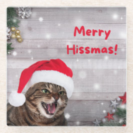 クリスマスガラスのコースター、ヒスマスを望メリーむ ガラスコースター