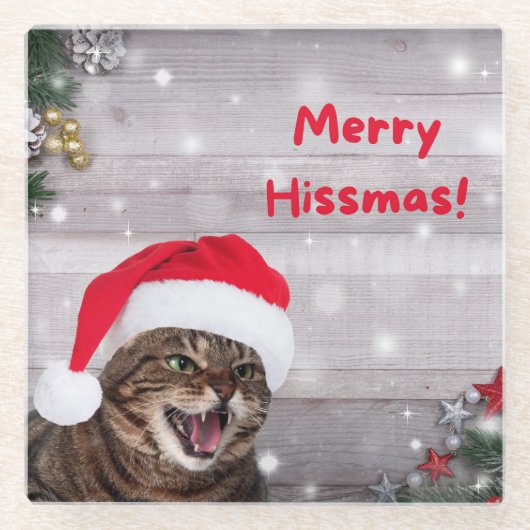 クリスマスガラスのコースター、ヒスマスを望メリーむ ガラスコースター (正面)