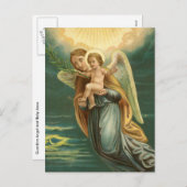 クリスマスガーディアンエンジェルとベビーイエス シーズンポストカード (正面/裏面)