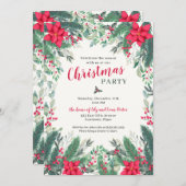 クリスマスガーデンウォーターカラーホリデーパーティー 招待状 (正面/裏面)