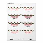 クリスマスガーランドとレッドボウ紙名タグ ラベル (フルシート)