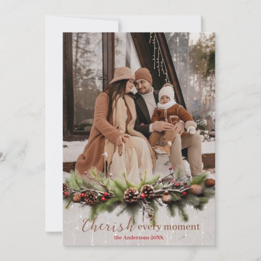 クリスマスガーランドと射撃、 発砲スターズ シーズンカード (正面)