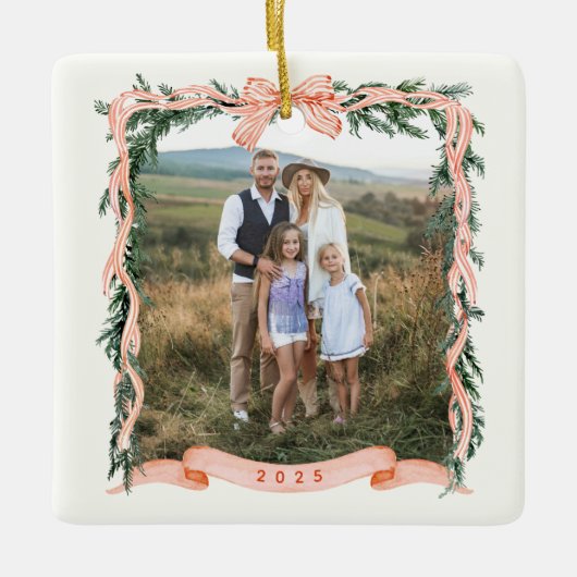 クリスマスガーランドの写真 セラミックオーナメント (正面)