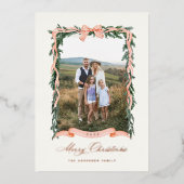 クリスマスガーランドの写真 箔シーズンカード (正面)