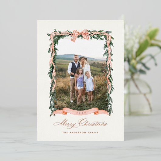 クリスマスガーランドの写真 箔シーズンカード (立ち正面)