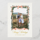 クリスマスガーランドの写真 箔シーズンカード (正面)