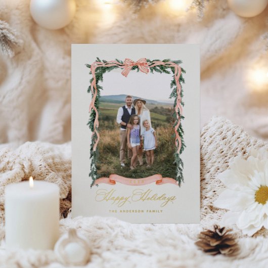 クリスマスガーランドの写真 箔シーズンカード