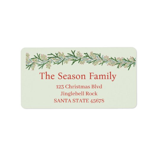 クリスマスガーランドの水彩画 ラベル (正面)