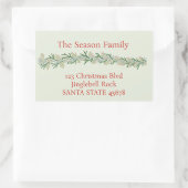 クリスマスガーランドの水彩 長方形シール (バッグ)