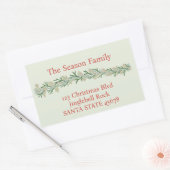 クリスマスガーランドの水彩 長方形シール (封筒)