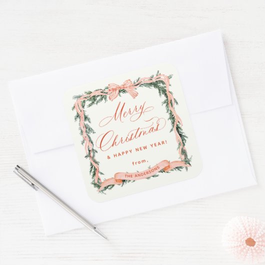 クリスマスガーランドクリスマスフレーム スクエアシール (封筒)